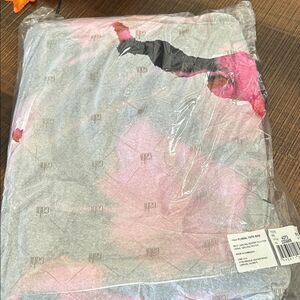 Gray and Pink Floral tote in packaging